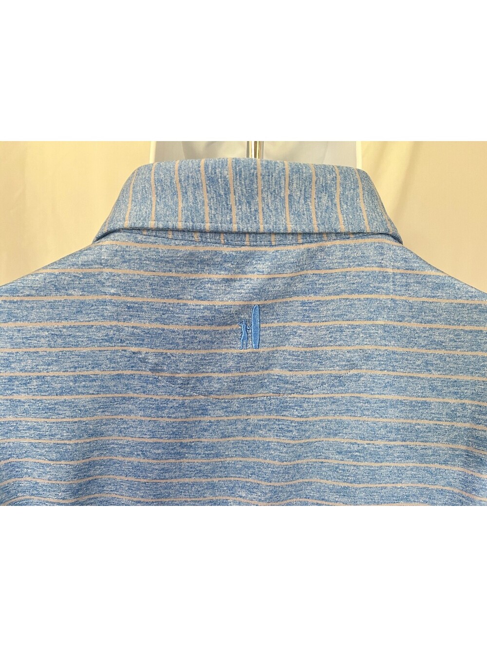 johnnie-O Men's Blue Gray Striped Performance Golf Polo Shirt XL EUC
